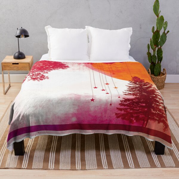 Item preview, Vibrant sunset landscape with whimsical stars and silhouettes of trees creating a dreamlike atmosphere designed and sold by anytka.