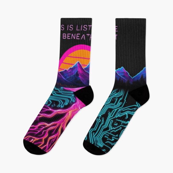 Item preview, Cyberpunk Hiking – Neon Mountains & Tech Roots Adventure designed and sold by Arthaven10 ⭐⭐⭐⭐⭐.