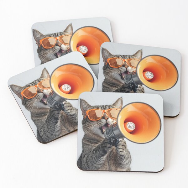Item preview, Cat with megaphone and sunglasses designed and sold by anytka.