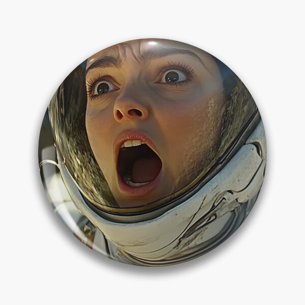 Item preview, A person in an astronaut suit looks up with a startled expression, set against a rocky, desolate background. designed and sold by anytka.