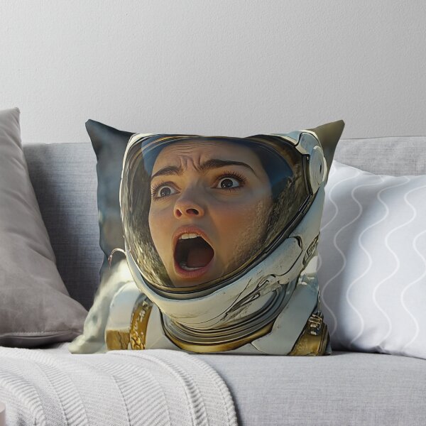 Item preview, A person in an astronaut suit looks up with a startled expression, set against a rocky, desolate background.  designed and sold by anytka.
