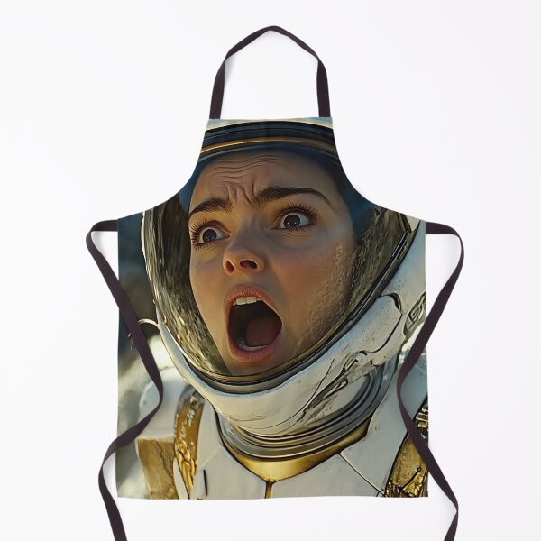 Item preview, A person in an astronaut suit looks up with a startled expression, set against a rocky, desolate background. designed and sold by anytka.