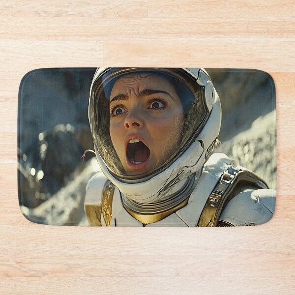 Item preview, A person in an astronaut suit looks up with a startled expression, set against a rocky, desolate background.  designed and sold by anytka.