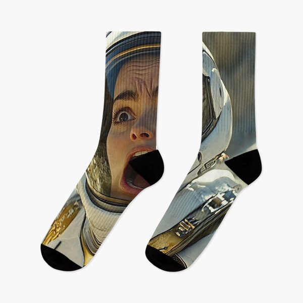 Item preview, A person in an astronaut suit looks up with a startled expression, set against a rocky, desolate background.  designed and sold by anytka.