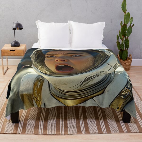 Item preview, A person in an astronaut suit looks up with a startled expression, set against a rocky, desolate background.  designed and sold by anytka.