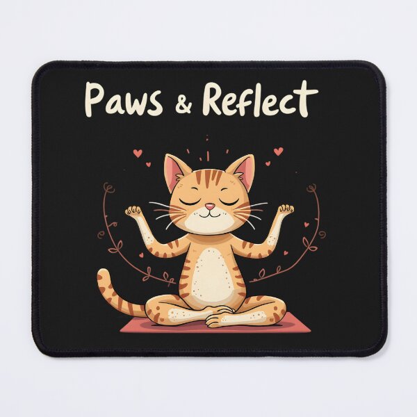 Item preview, paws and reflect meditation yoga cat designed and sold by GogoGrove.
