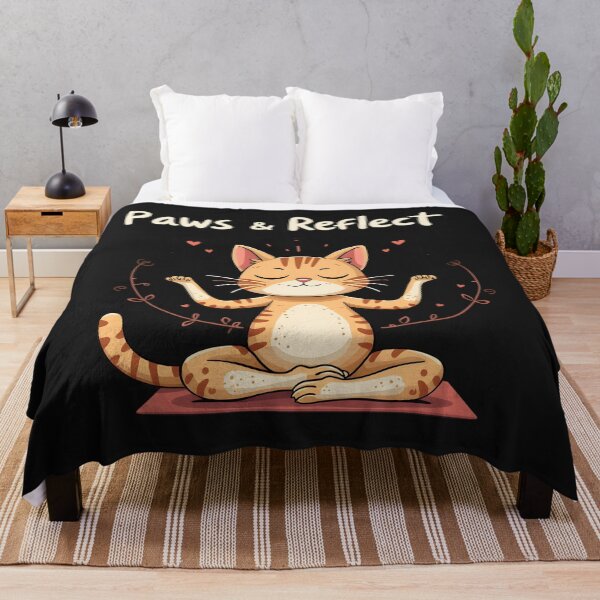 Item preview, paws and reflect meditation yoga cat designed and sold by GogoGrove.