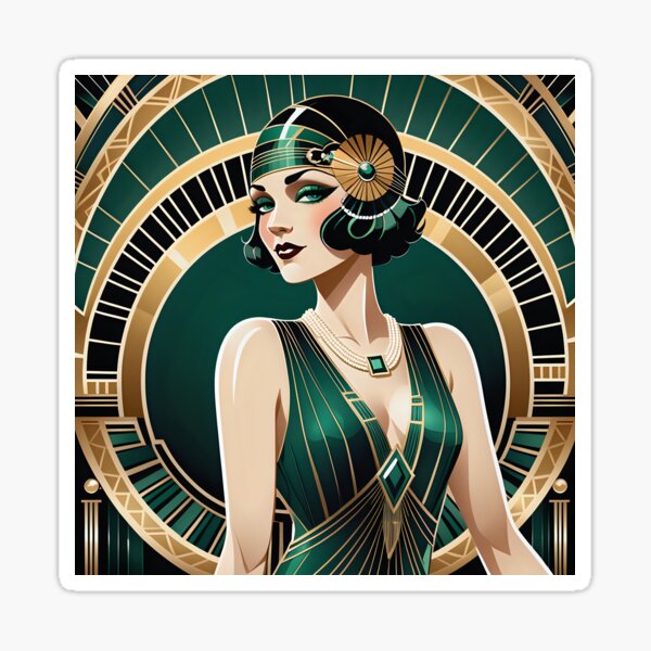 Item preview, Art Deco Jazz Age Socialite – A Vision of 1920s Glamour designed and sold by AI-Syn-Pro.
