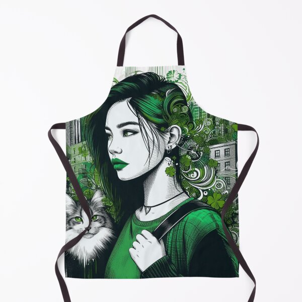 Item preview, Lucky City Cat with an edgy St. Patrick’s Day vibe designed and sold by Furbabies Art.