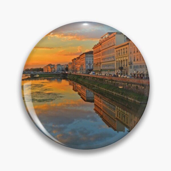 Item preview, Florence Italy Sunset – Arno River Reflections Photography Art Print designed and sold by Phat Dog Designs .