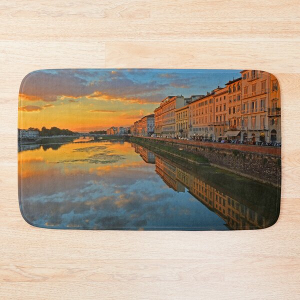 Item preview, Florence Italy Sunset – Arno River Reflections Photography Art Print designed and sold by Phat Dog Designs .