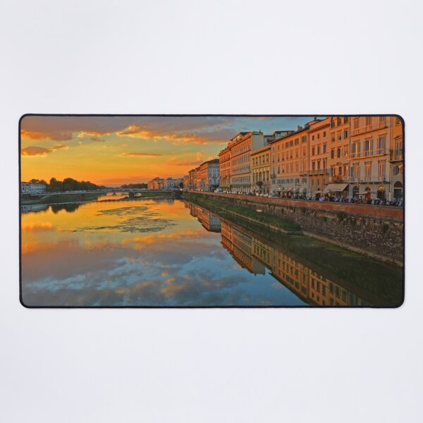Item preview, Florence Italy Sunset – Arno River Reflections Photography Art Print designed and sold by Phat Dog Designs .