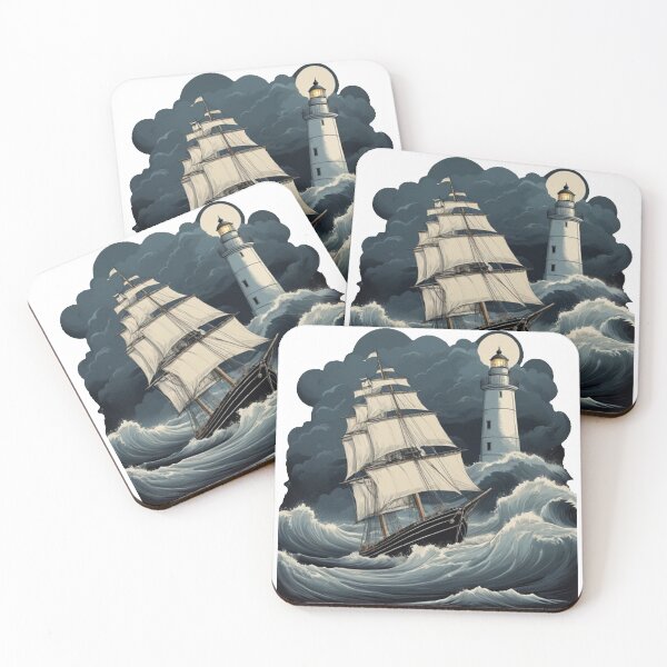 Item preview, Vintage sailing ship on a stormy sea designed and sold by Retro Reverie.