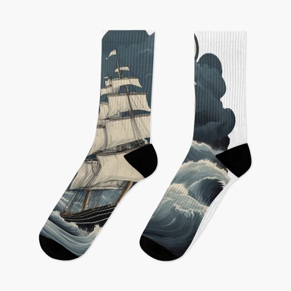 Item preview, Vintage sailing ship on a stormy sea designed and sold by Retro Reverie.
