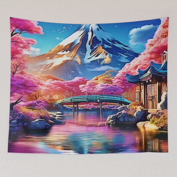 Item preview, Sakura Mountain: Spring Scene designed and sold by Health And Fitness Posts e-Store.