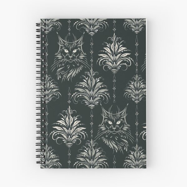 Item preview, Baroque Cat & Floral Damask – Vintage-Inspired Cat Pattern - Black and White designed and sold by wild.geranium.design.