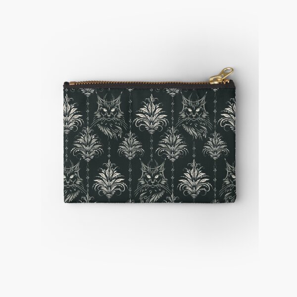 Item preview, Baroque Cat & Floral Damask – Vintage-Inspired Cat Pattern - Black and White designed and sold by wild.geranium.design.
