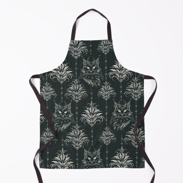 Item preview, Baroque Cat & Floral Damask – Vintage-Inspired Cat Pattern - Black and White designed and sold by wild.geranium.design.