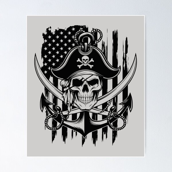 Item preview, Pirate skull. United States flag. designed and sold by MagelliShop.