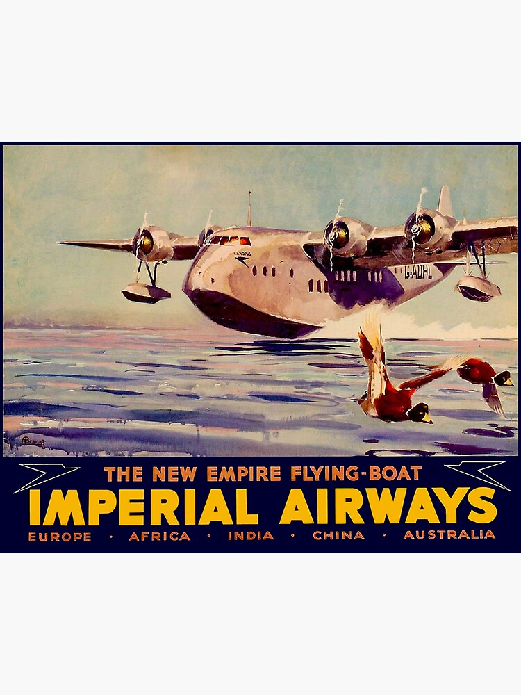 Thumbnail 3 of 3, Sticker, IMPERIAL AIRWAYS : Flying Boat Travel Advertising Print designed and sold by posterbobs.