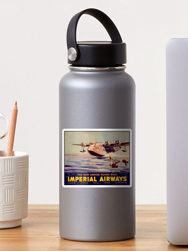 Thumbnail 1 of 3, Sticker, IMPERIAL AIRWAYS : Flying Boat Travel Advertising Print designed and sold by posterbobs.