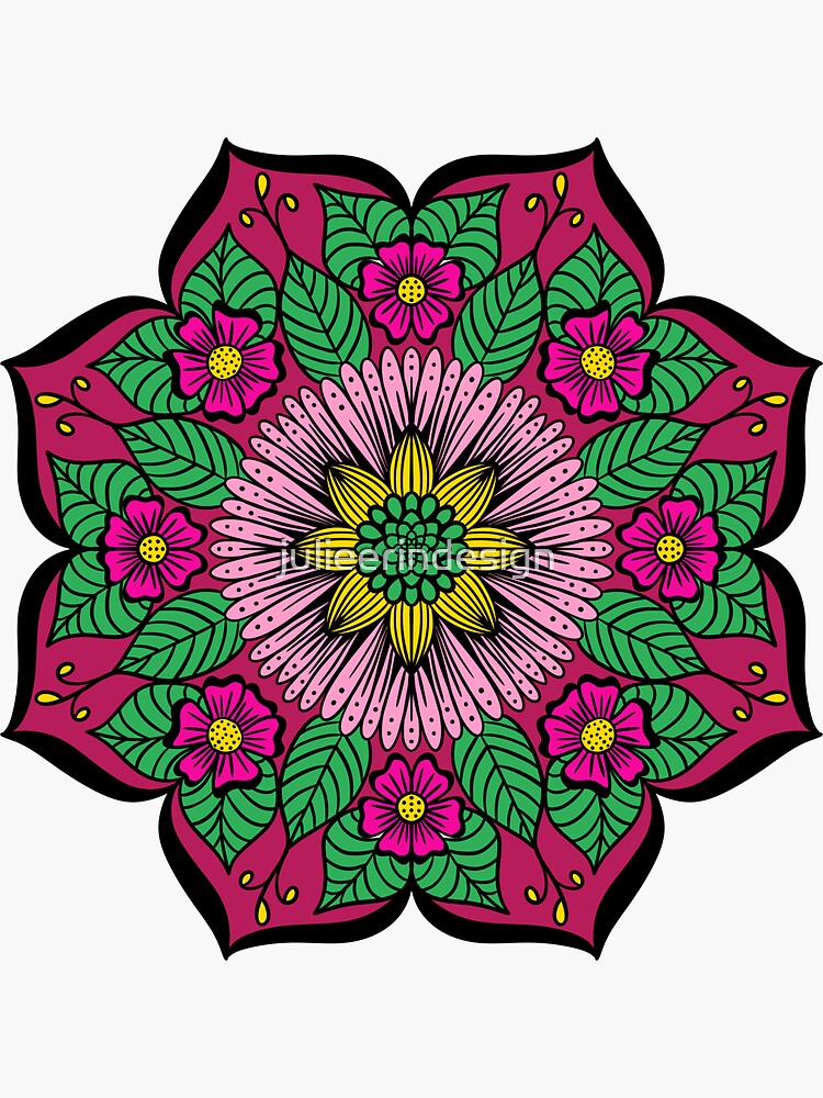 Thumbnail 3 of 3, Sticker, Beautiful Flower Mandala designed and sold by julieerindesign.