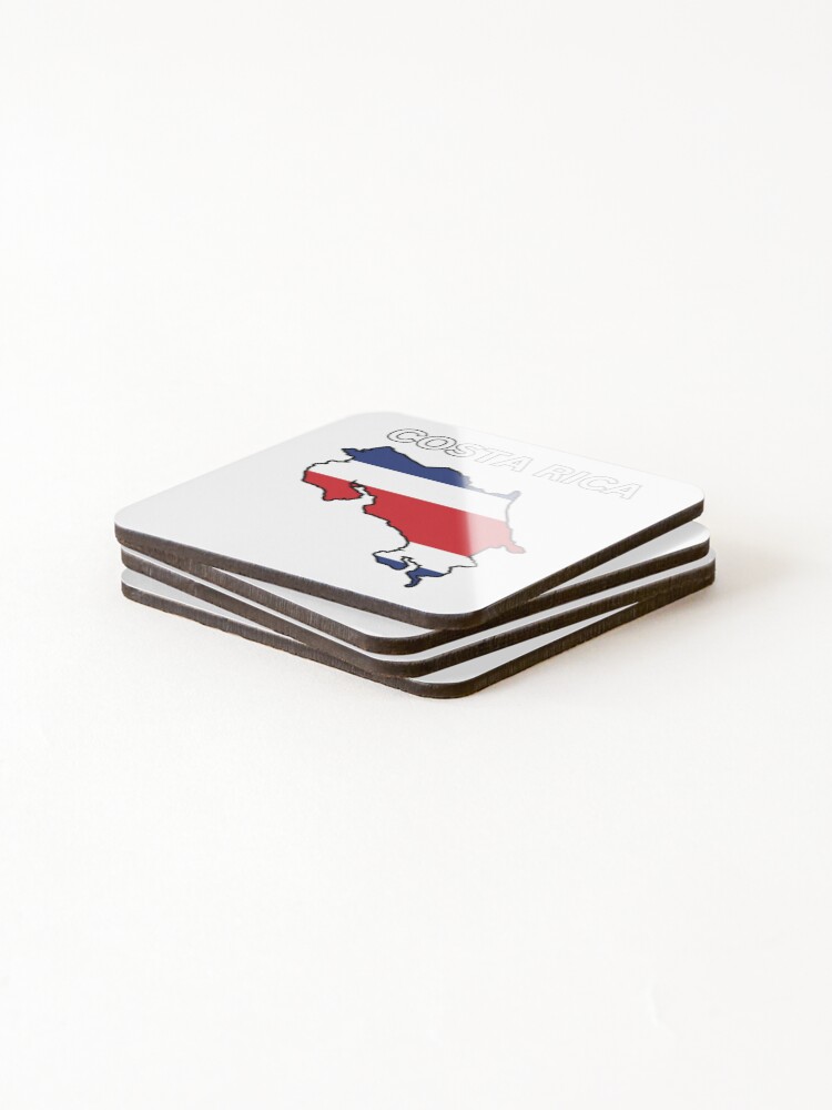 Thumbnail 4 of 5, Coasters (Set of 4), Costa Rica Flag Map Design designed and sold by atomstartup.
