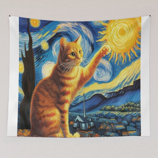 Item preview, Feline Sun Chaser,  A Van Gogh Inspired Masterpiece designed and sold by VISIONSTURME.