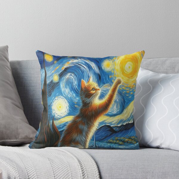 Item preview, Whiskered Wanderer Reaching for the Sun in Van Gogh's Palette, Dreamer cat designed and sold by VISIONSTURME.
