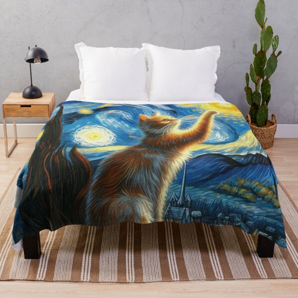Item preview, Whiskered Wanderer Reaching for the Sun in Van Gogh's Palette, Dreamer cat designed and sold by VISIONSTURME.
