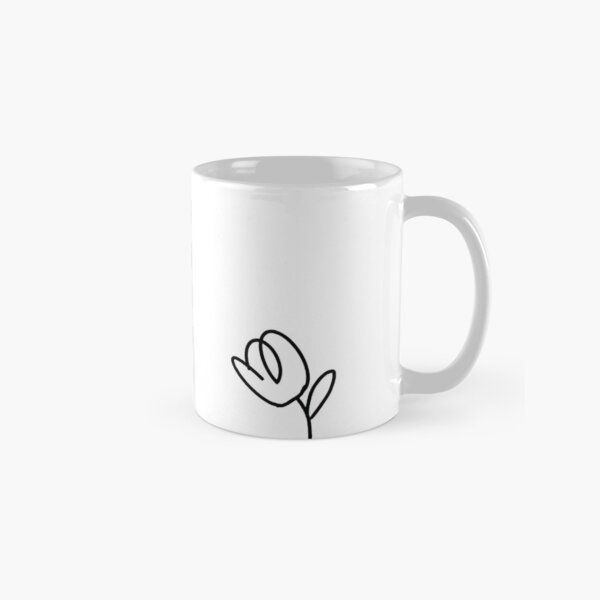 Aperçu de l'œuvre Tasse à dessin minimaliste de tulipe à l'encre noire créée et vendue par ServiArt.