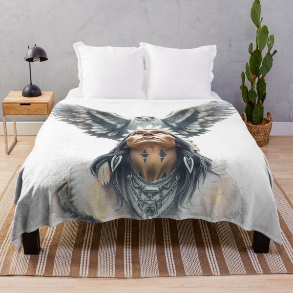 Item preview, Native American Warrior & Eagle Wings – Spirit Guardian designed and sold by RawTrend.