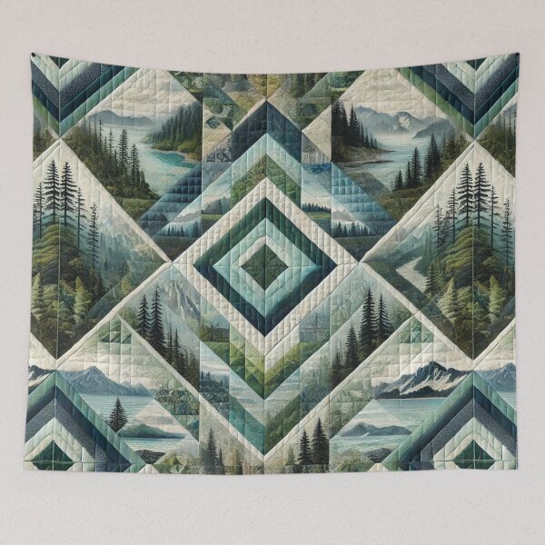 Item preview, Evergreen Coast Quilt: Seamless Oregon-Inspired Pattern designed and sold by Meta2Physical.