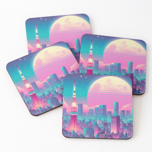 Item preview, Pastel Vaporwave Full Moon Cityscape designed and sold by st4rlit3 st4rbrit3.