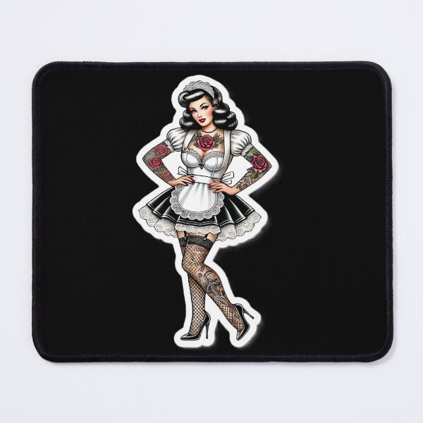 Item preview, Tattooed French Maid Pin-up designed and sold by PinUpPizzazz.