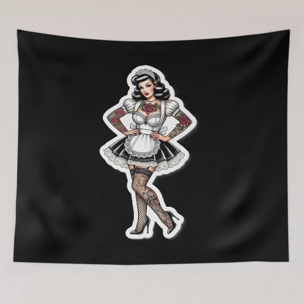 Item preview, Tattooed French Maid Pin-up designed and sold by PinUpPizzazz.