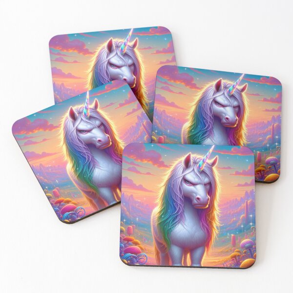 Item preview, Angry Unicorn in Beautiful Pastel Setting designed and sold by 2ndSketch.