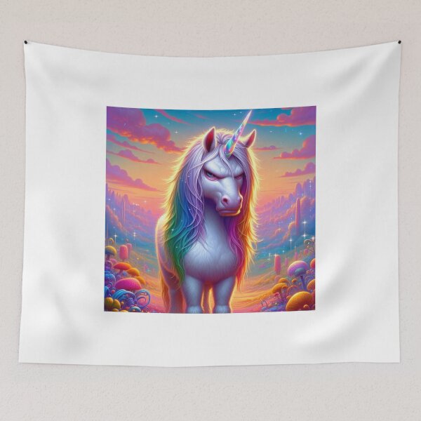 Item preview, Angry Unicorn in Beautiful Pastel Setting designed and sold by 2ndSketch.