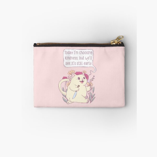 Item preview, Cute Cat Holding Flower and Knife with ‘Today I Choose Kindness But We’ll See… It’s Still Early’ Quote designed and sold by Jess.a.creates.