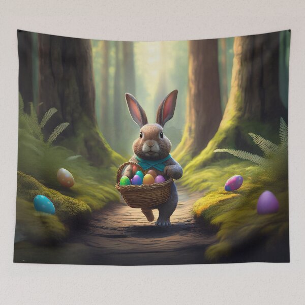 Item preview, Easter Bunny Hiding Eggs in the Forest designed and sold by Kathy Weaver.