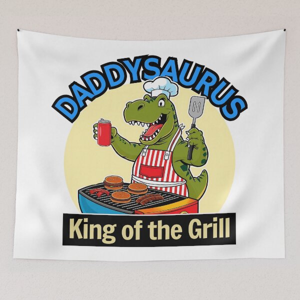 Item preview, Daddysaurus Rex King of the Grill Funny Sticker Smoke Daddy designed and sold by SaavedraDesign.