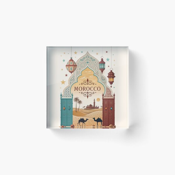Item preview, Moroccan Desert Landscape Art Print With Camel and Lanterns- Travel Memorabilia designed and sold by Witsprings.