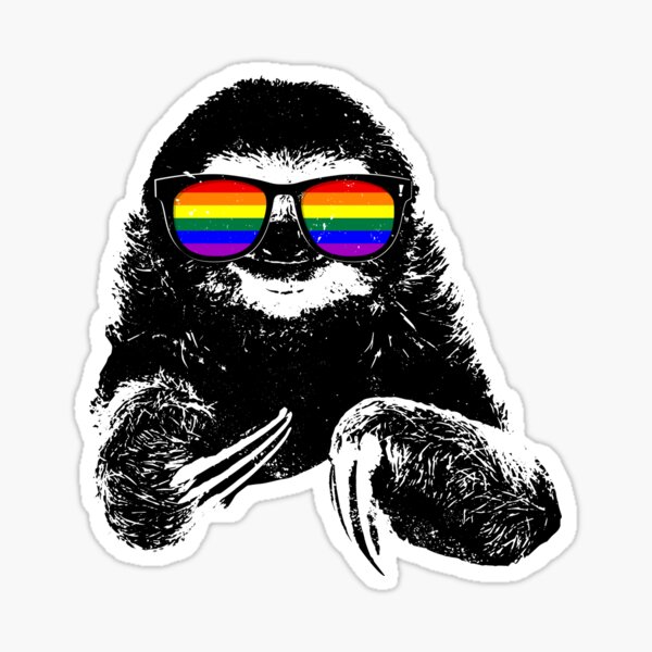LGBT Pride Sloth Rainbow Flag Sunglasses Sticker