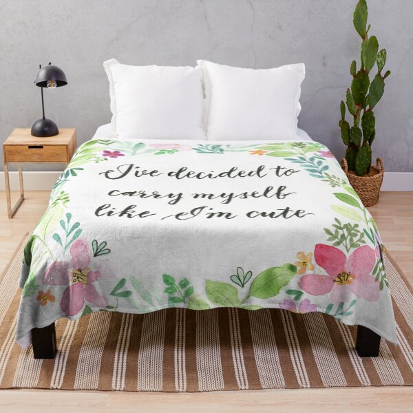 Item preview, I've decided to carry myself like I'm cute - OFMD quote calligraphy in a watercolour wreath of flowers and leaves designed and sold by klbailey.