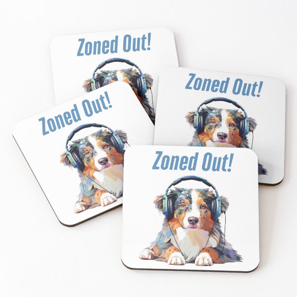 Item preview, Zoned Out Australian Shepherd Aussie Dog With Headphones designed and sold by AussieMomma.