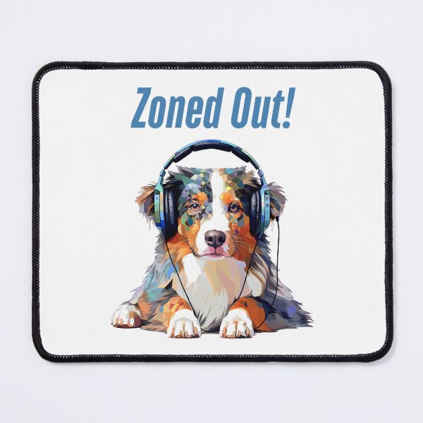 Item preview, Zoned Out Australian Shepherd Aussie Dog With Headphones designed and sold by AussieMomma.