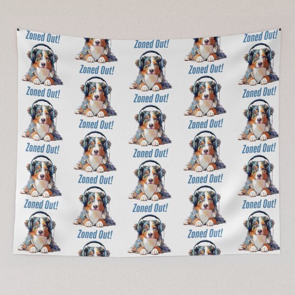 Item preview, Zoned Out Australian Shepherd Aussie Dog With Headphones designed and sold by AussieMomma.