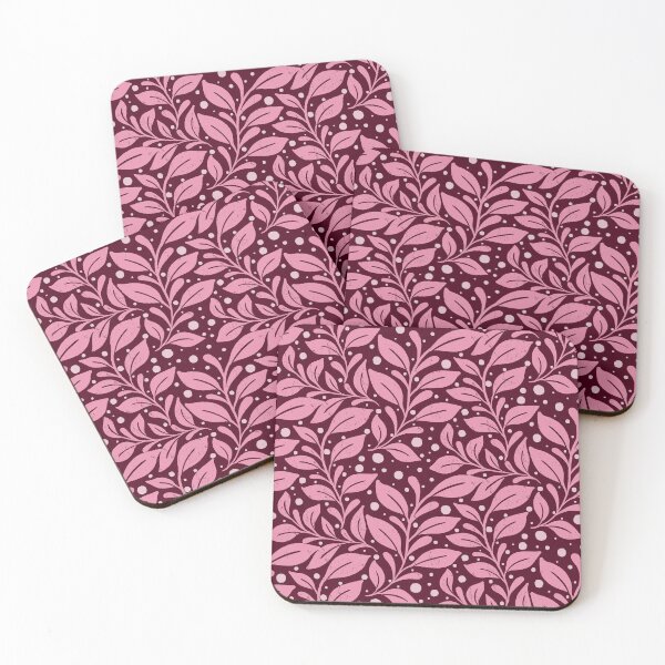 Item preview, Curvy leaves in Dark Pink  designed and sold by kalaauniverse_art_studio.