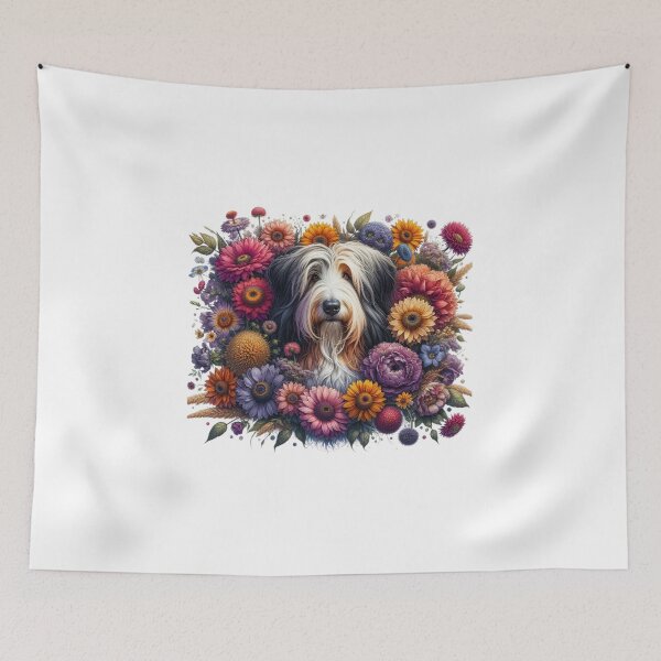 Item preview, Beared Collie Loves Flowers designed and sold by Wags & Tails.