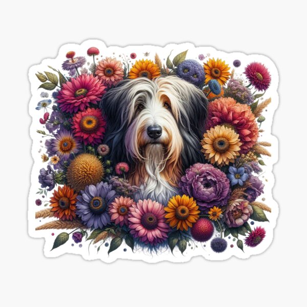 Item preview, Beared Collie Loves Flowers designed and sold by Wags & Tails.